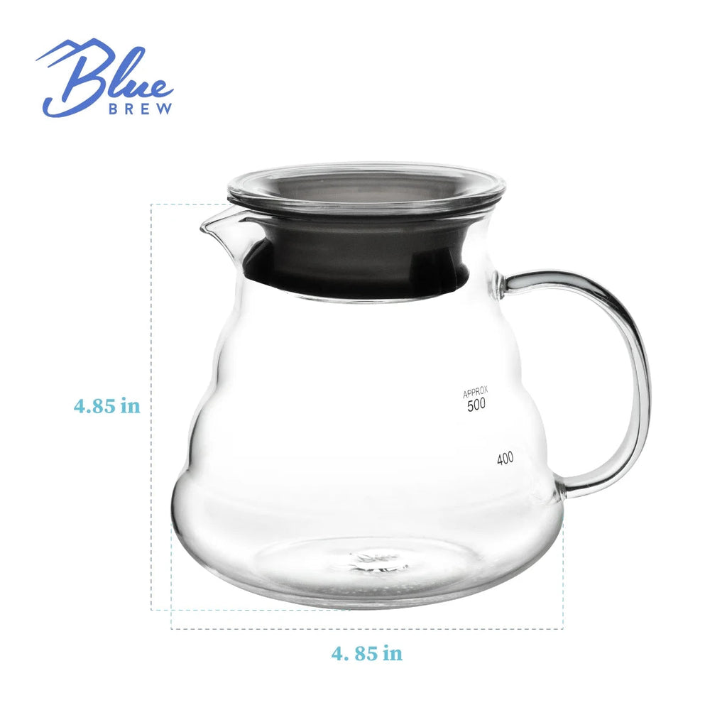 BLUE BREW Ceramic Pour Over Coffee Dripper & Borosilicate Glass Server Set – Premium Single-Serve Coffee Maker with Heat-Resistant Carafe