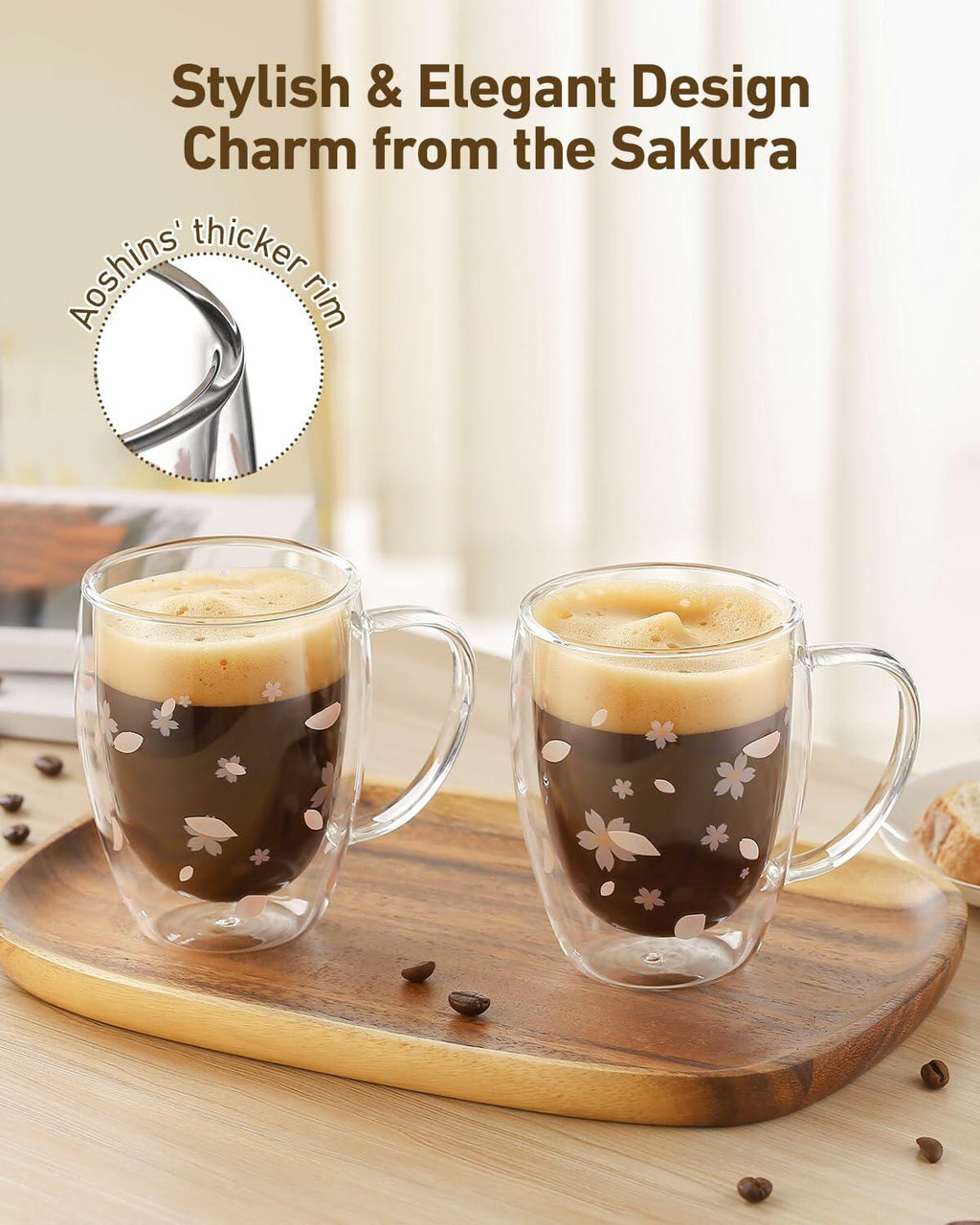 Double Walled Glass Coffee Mug Dolphins 9oz Clear Insulated Cup